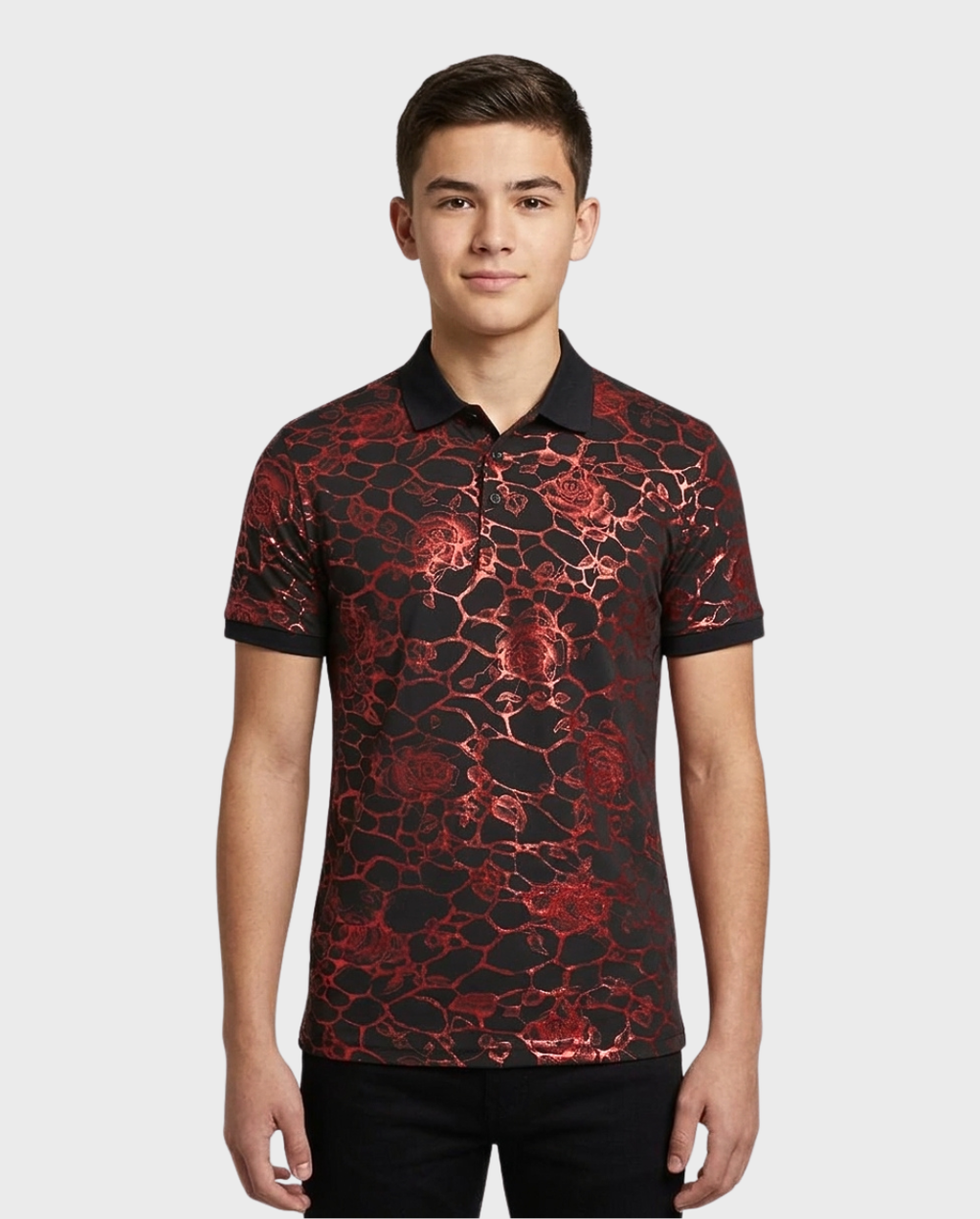 Polo Print Metalizado Contrast