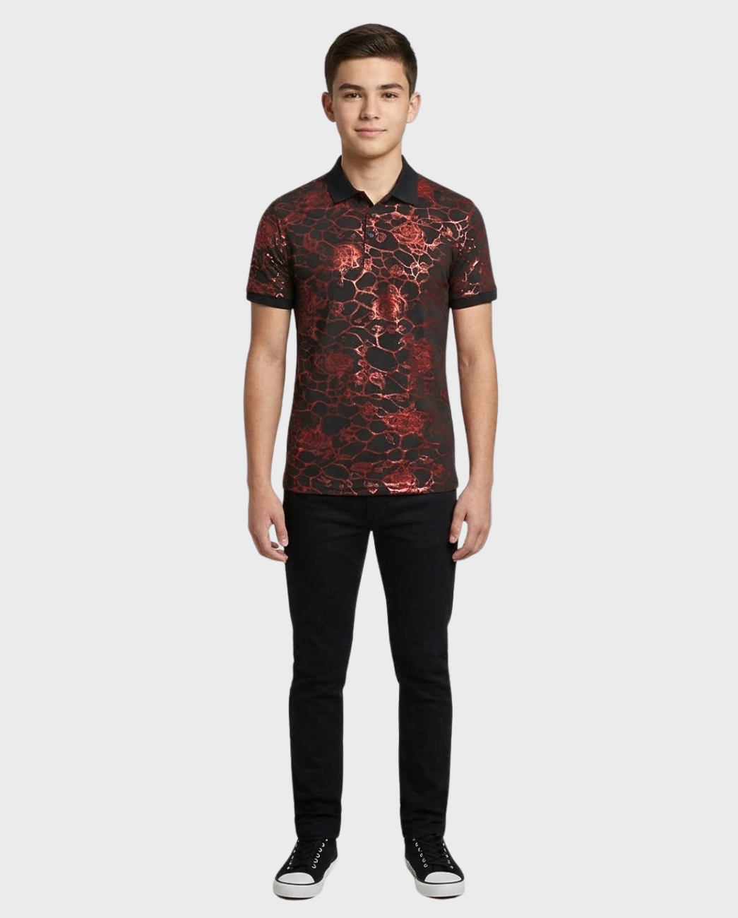 Polo Print Metalizado Contrast