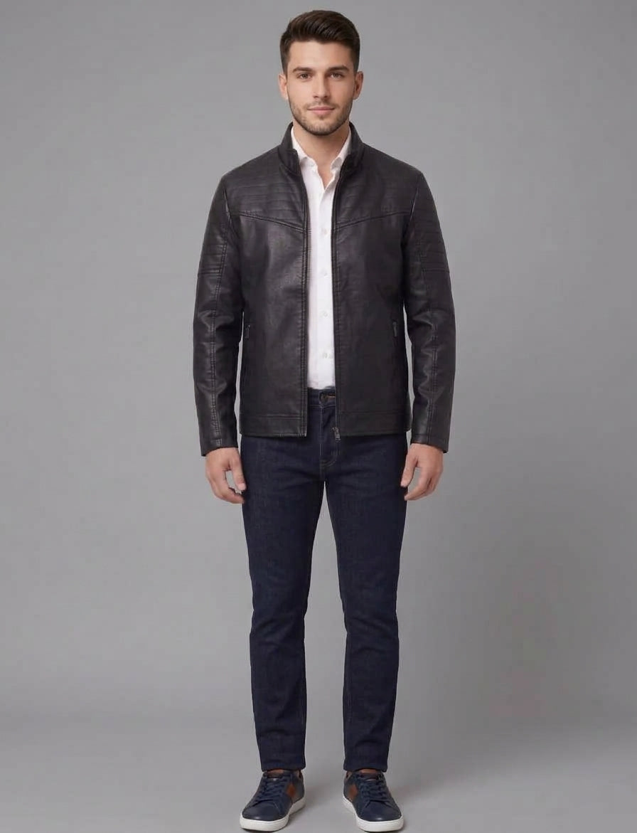 Cazadora Biker Efecto Piel