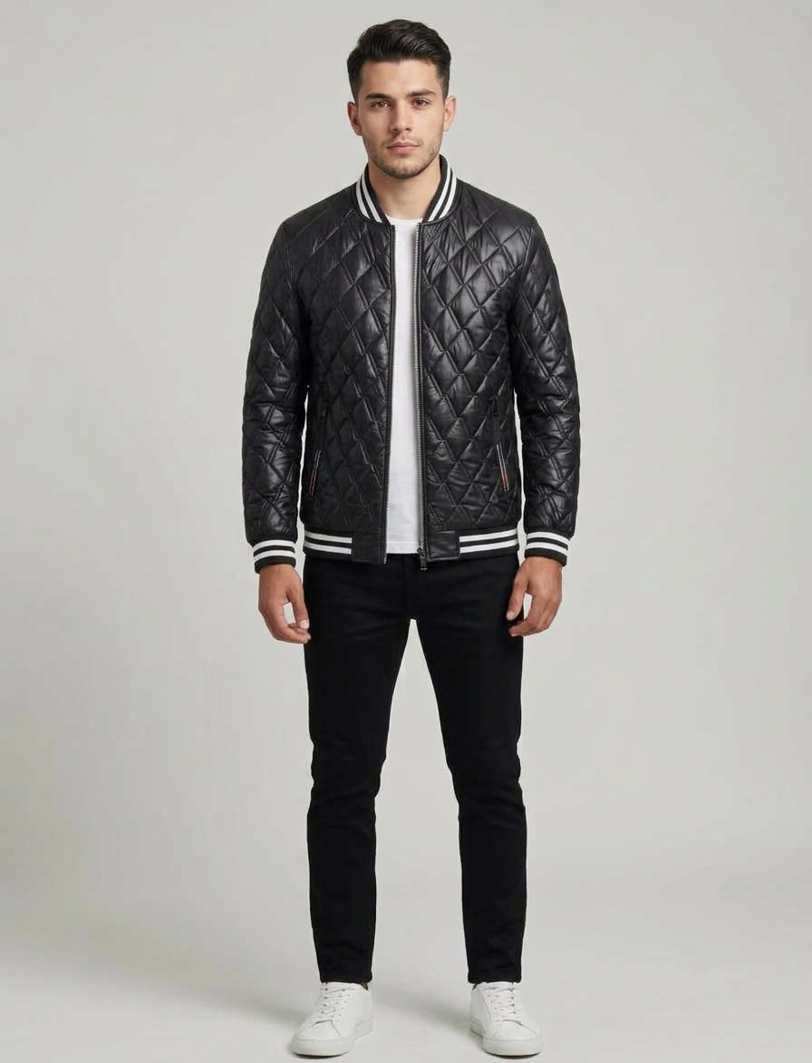 Chamarra Bomber Piel Acolchada