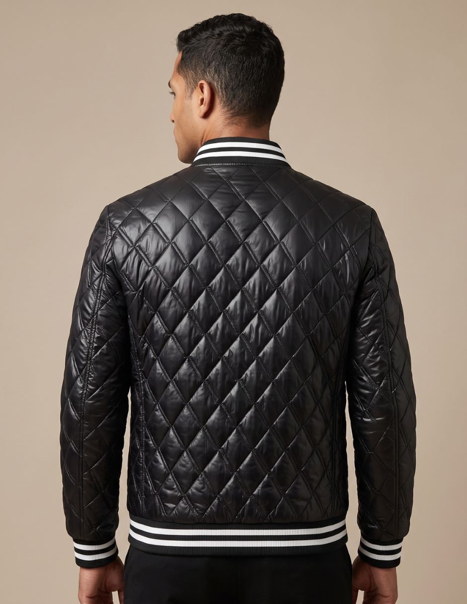 Chamarra Bomber Piel Acolchada