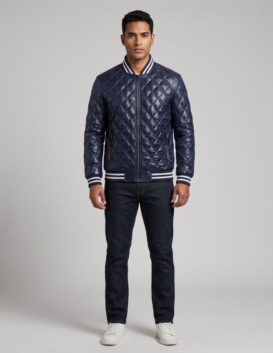 Chamarra Bomber Piel Acolchada