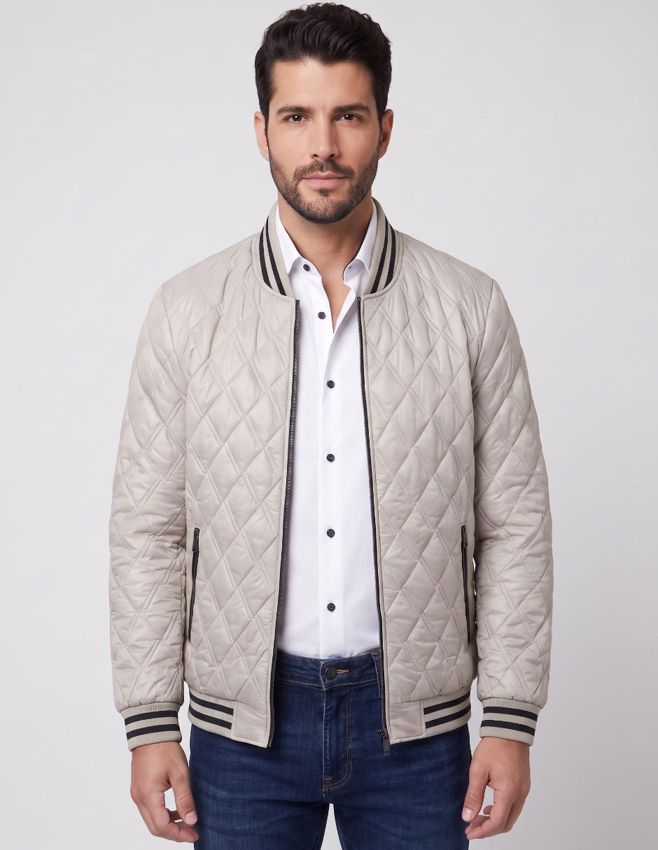 Chamarra Bomber Piel Acolchada