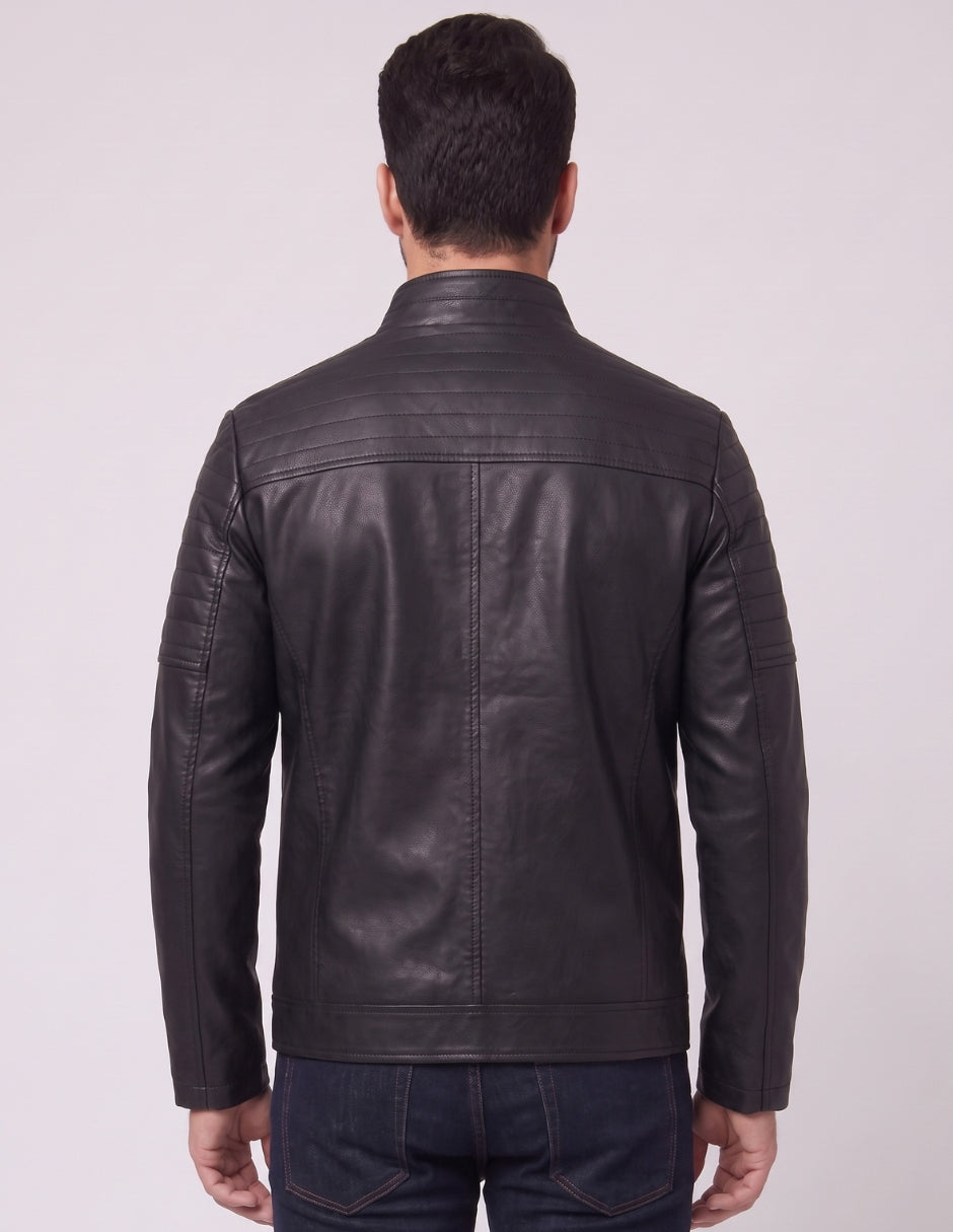 Cazadora Biker Efecto Piel