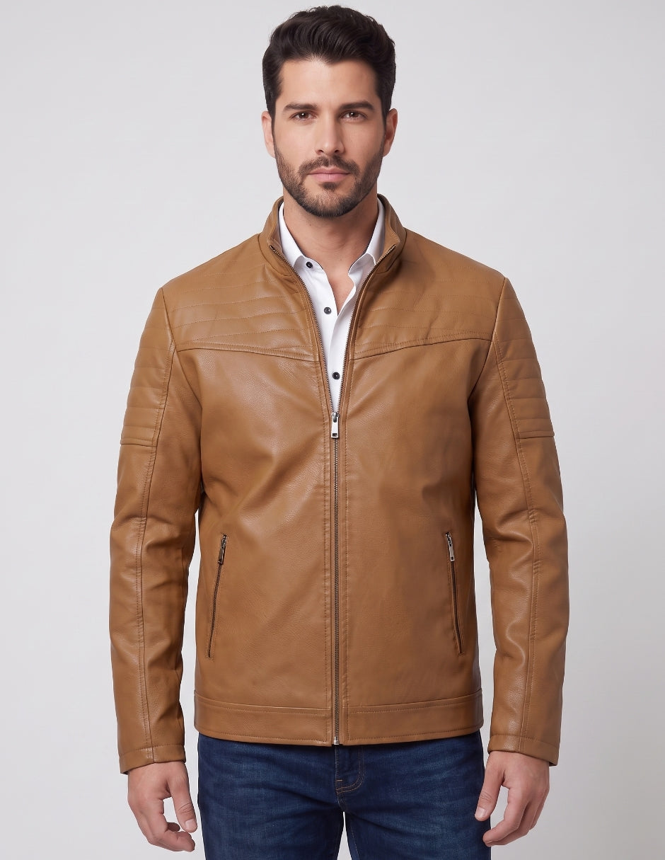 Cazadora Biker Efecto Piel