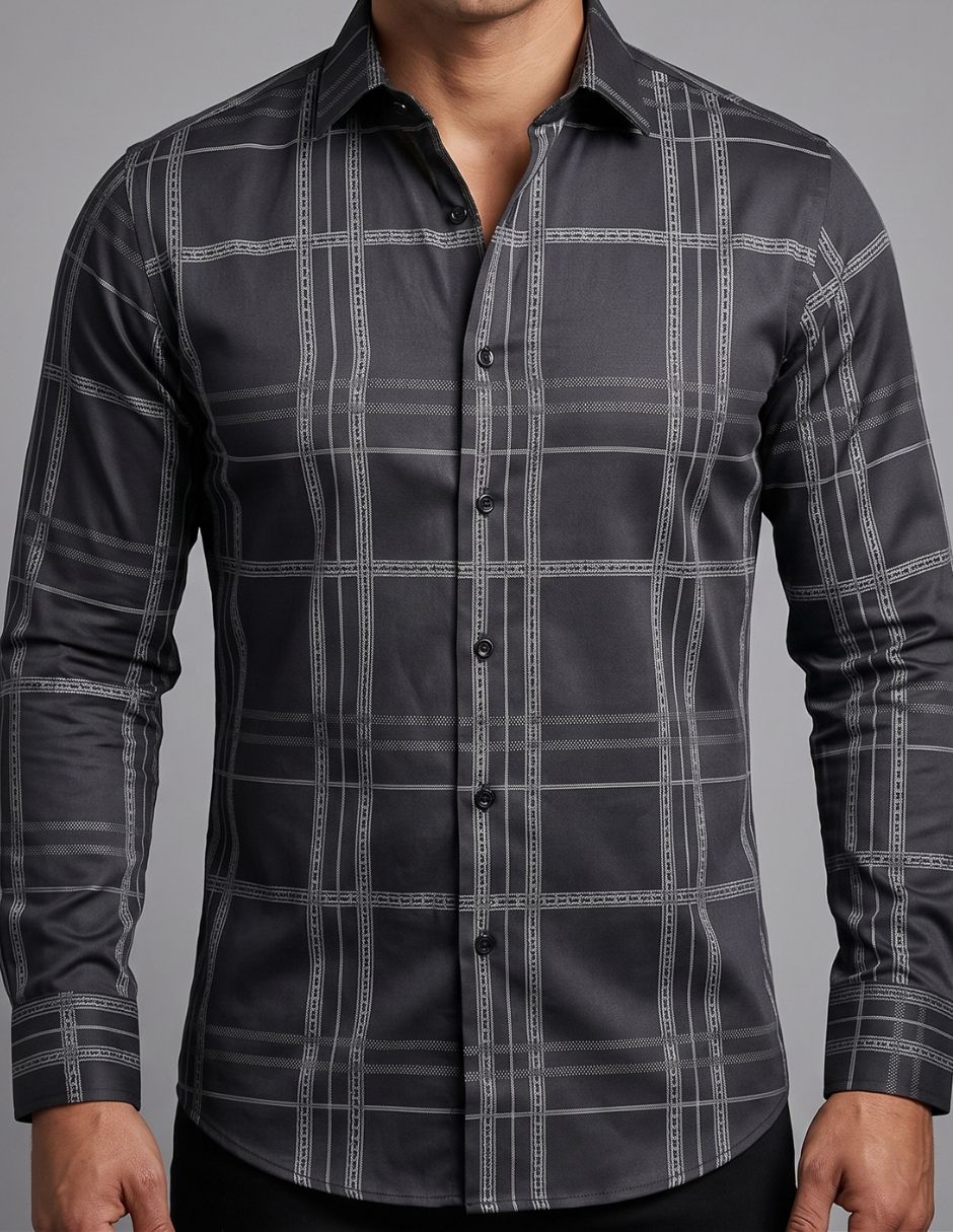 Camisa Cuadros Metalizados