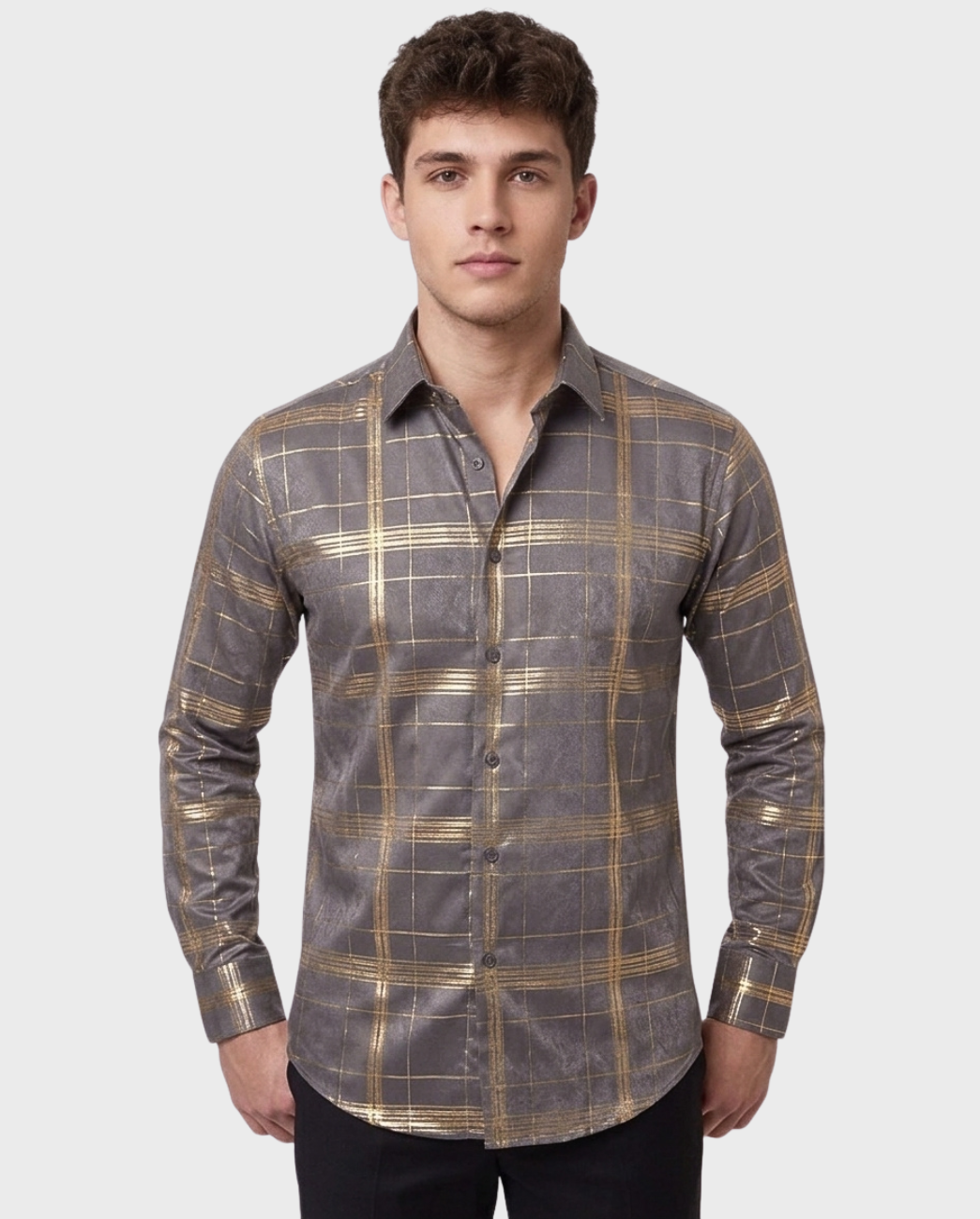 Camisa Cuadros Metalizados