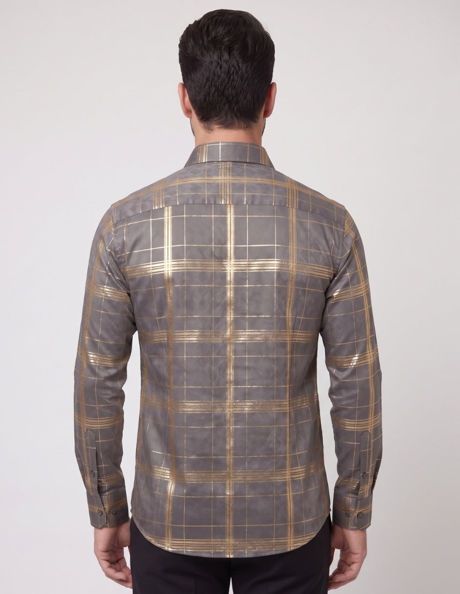 Camisa Cuadros Metalizados