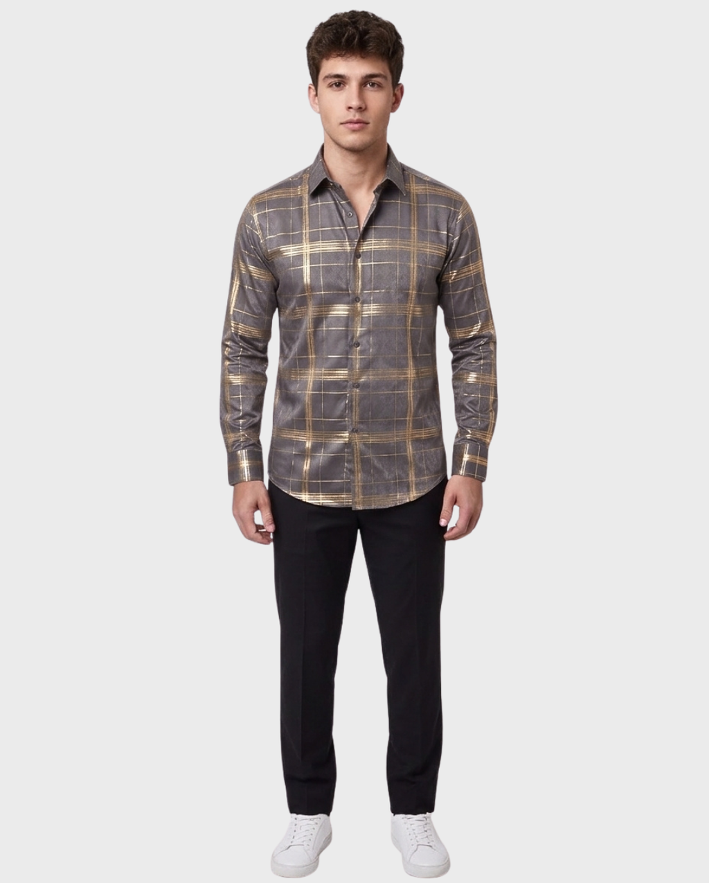 Camisa Cuadros Metalizados