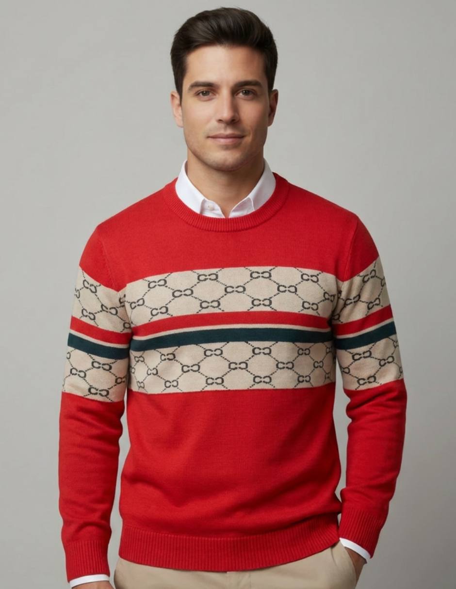 Suéter Combinado en Jacquard y Canalé