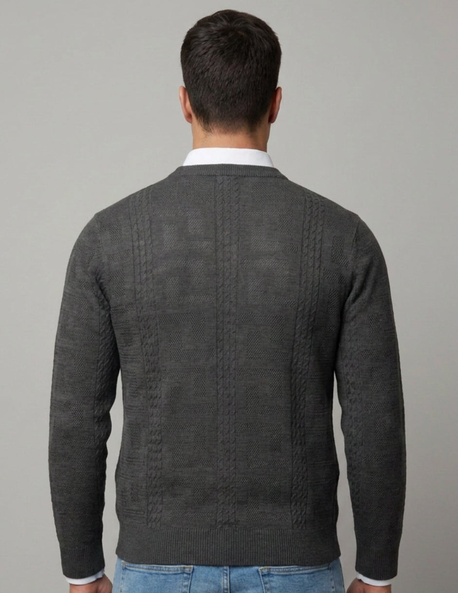 Suéter Punto Jacquard Textura Geométrica