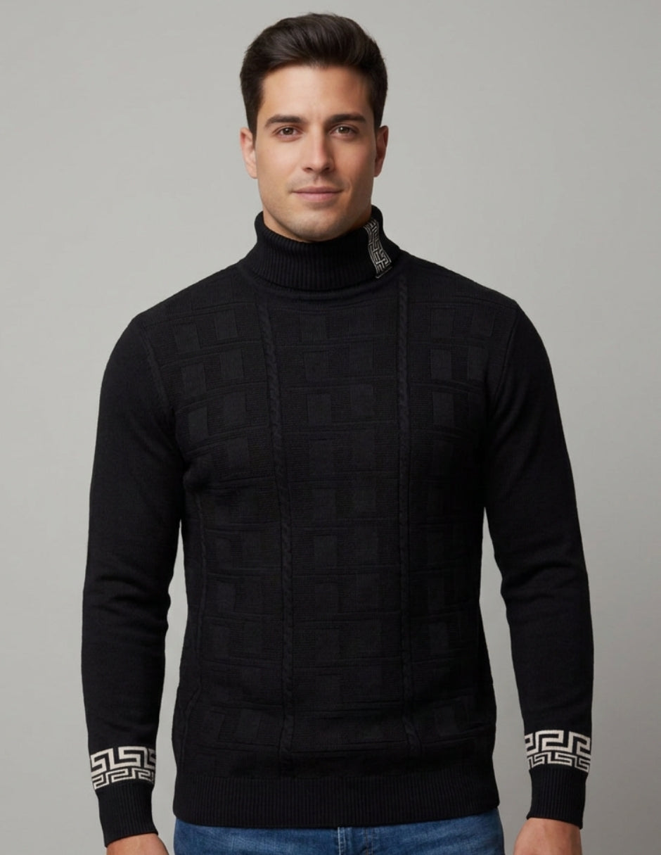 Suéter Turtleneck Trazos Geométricos