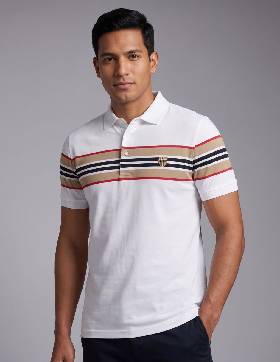 Playera Polo Franjas Contraste