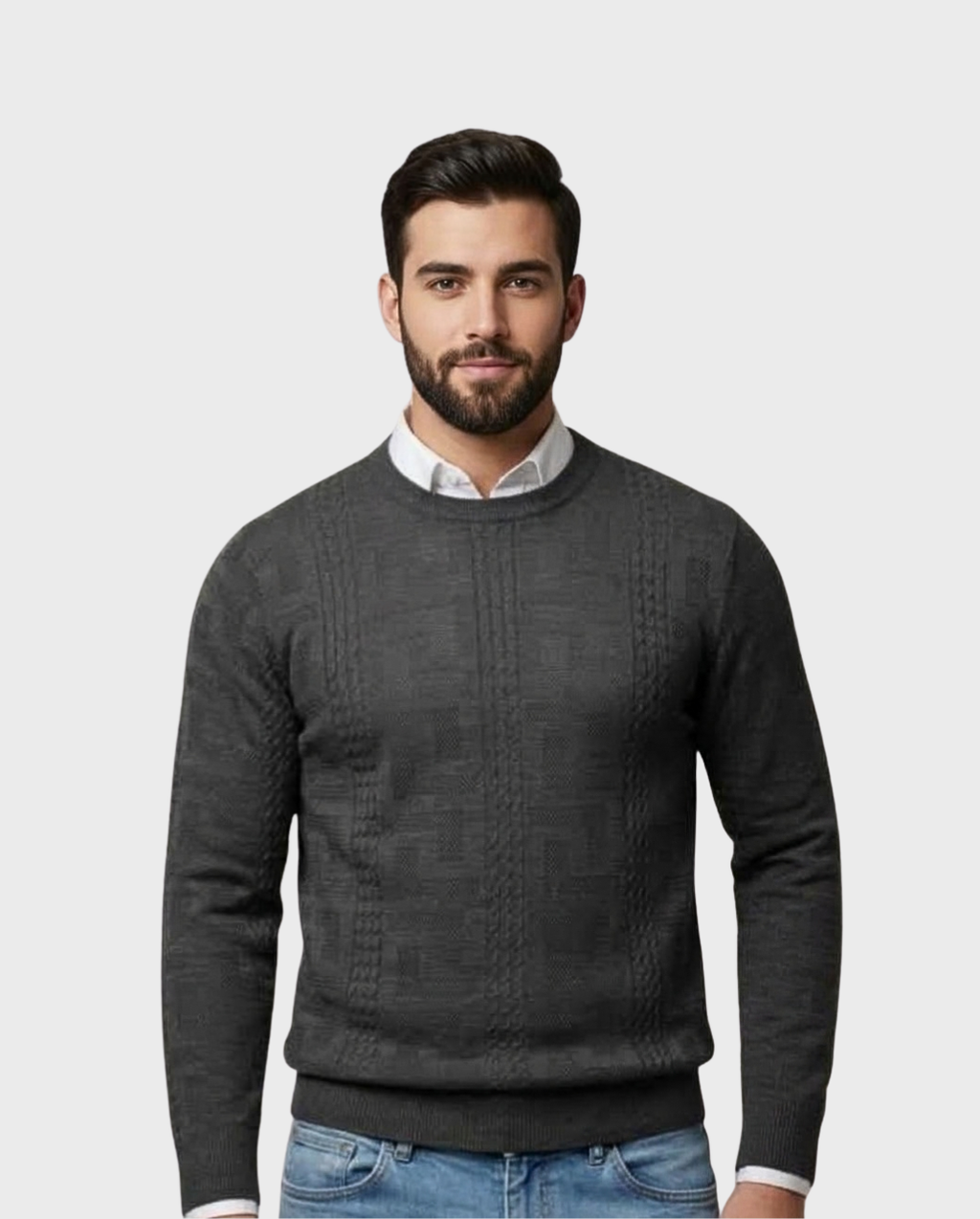Suéter Punto Jacquard Textura Geométrica