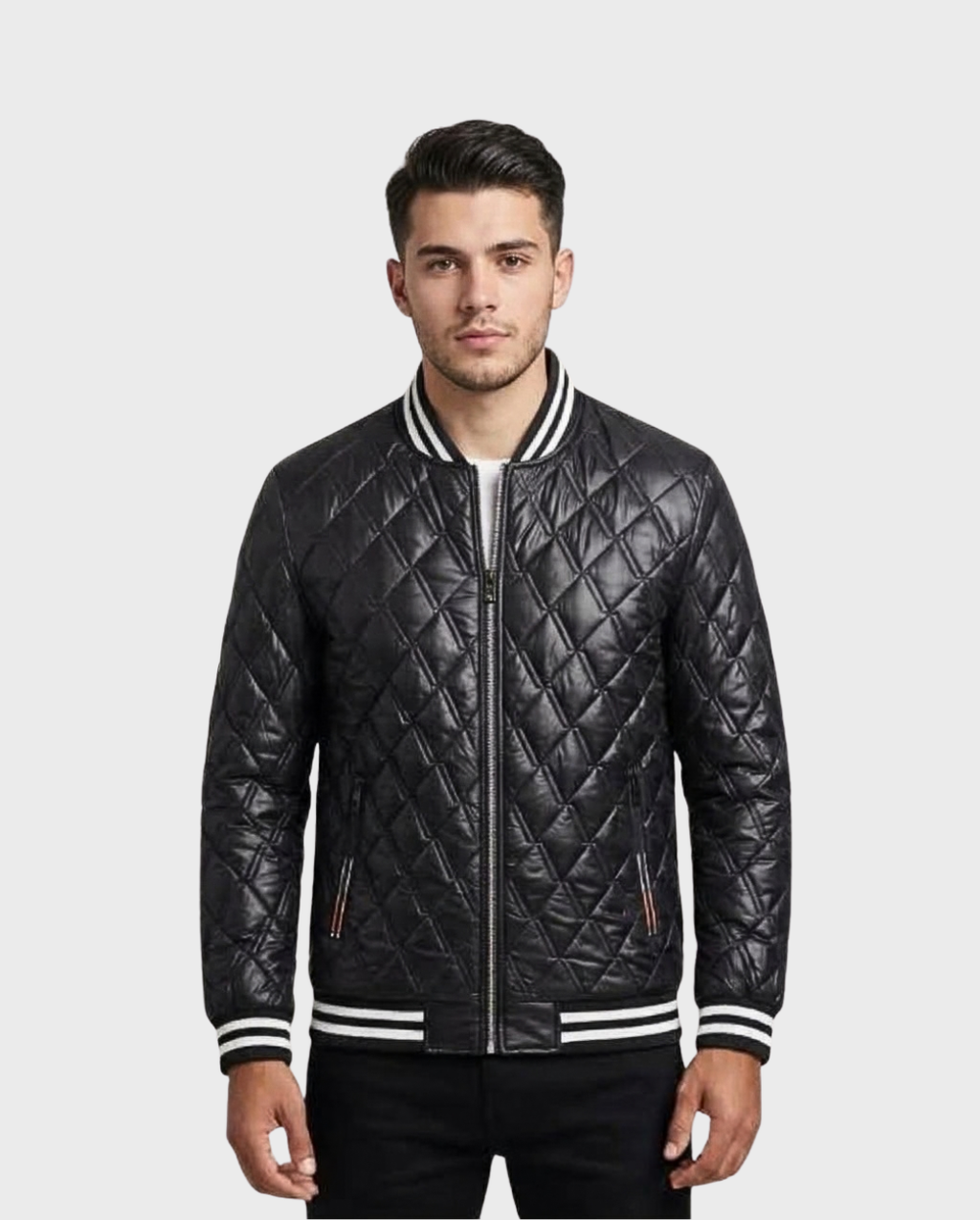 Chamarra Bomber Piel Acolchada