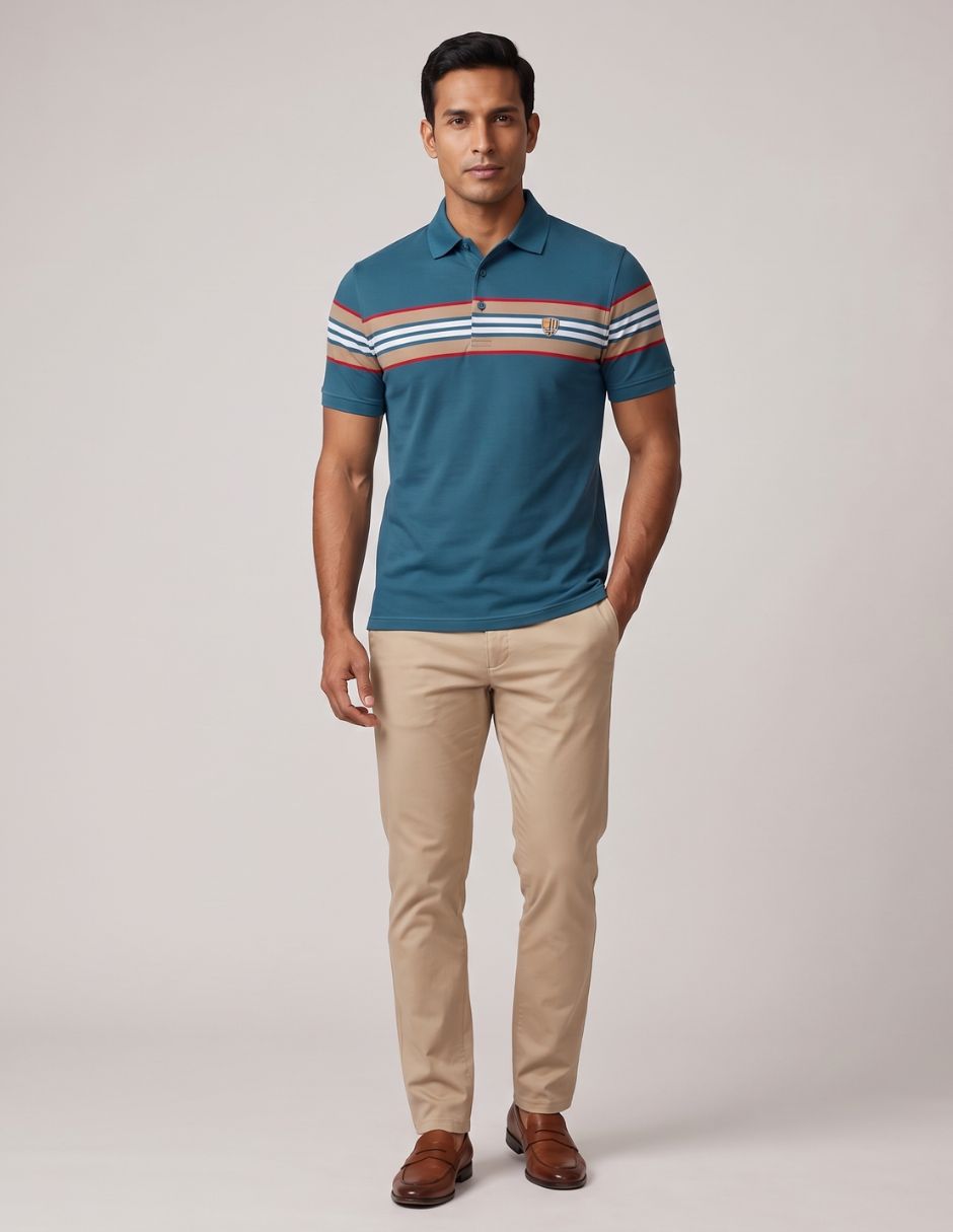 Playera Polo Franjas Contraste